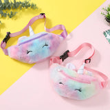 Unicorn Kids Fanny Pack Waist Bag Plush Belt Gradient Coin Purse