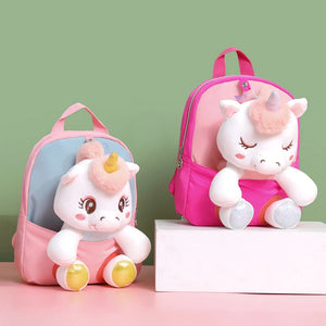 Unicorn Kindergarten Student School Backpack Mini Cartoon Girls Fur Schoolbag