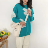 Plush Shoulder Bag Portable Water Cup Soft Bucket Handbag