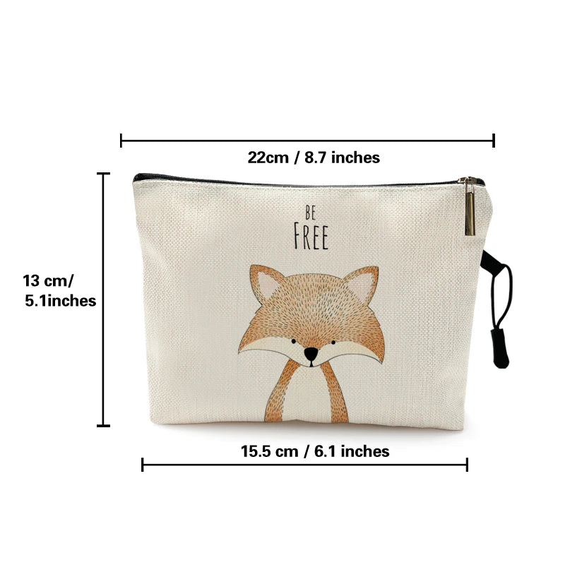 Watercolor Animal Prints Cosmetic Case Woman Cartoon Dinosaur Bear Makeup Bag