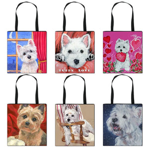 Westie Dog Painting Tote Bag Women Handbag Girls Shoulder Bags