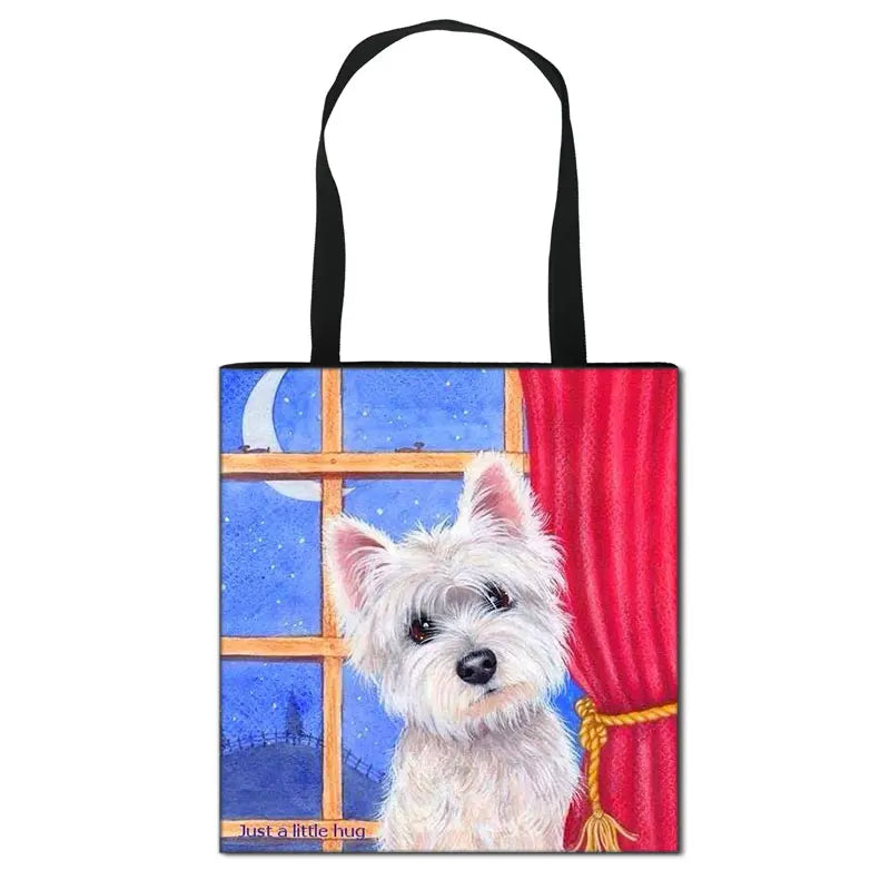 Westie Dog Painting Tote Bag Women Handbag Girls Shoulder Bags