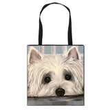 Westie Dog Painting Tote Bag Women Handbag Girls Shoulder Bags