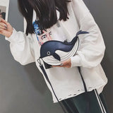 Whale Pu Leather Flap Clutch Shoulder Bag Crossbody Mini Messenger Bag