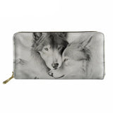 Wolf 3D Print Leather Long Wallet for Women Unique Clutch Purse