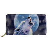 Wolf Moon Print Women Wallets Money Card Holder Ladies Purse Pouch