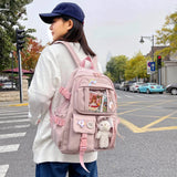 Waterproof Student Backpack for Girls - Multi-Pocket Nylon School Bag
