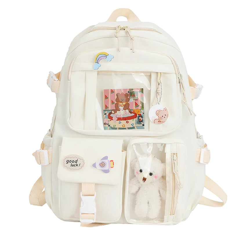 Waterproof Student Backpack for Girls - Multi-Pocket Nylon School Bag