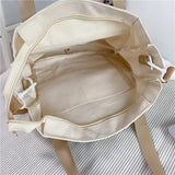 Canvas Shoulder Bag Lattice Handbags for Women Large Capacity Shopping Bag