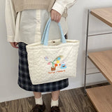 Embroidered Rabbit Shoulder Bag Sweet School Bag Large Capacity Shopping Bag