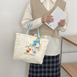 Embroidered Rabbit Shoulder Bag Sweet School Bag Large Capacity Shopping Bag