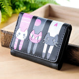 Cat Cartoon Wallet Short Female Card Holder Clutch PU Leather Coin Purse