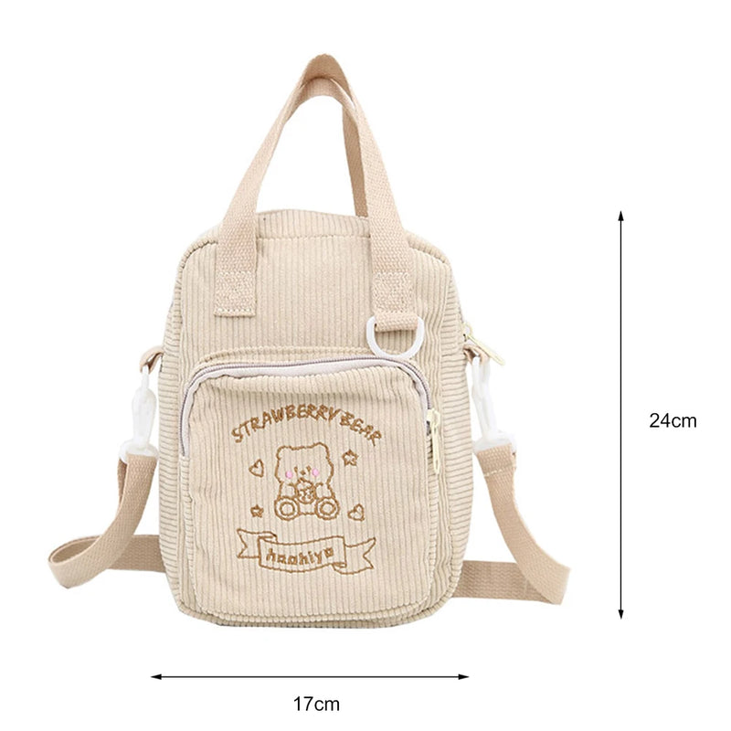 Large Capacity Corduroy Schoolbag for Student Travel