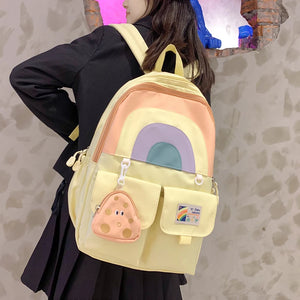 Women Multi-Pocket Nylon School Bag Girl Backpack