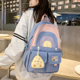 Women Multi-Pocket Nylon School Bag Girl Backpack