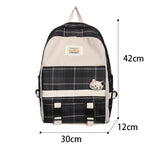 Plaid Backpack Female Student Large Capacity Bookbag Lady Anti Theft Rucksack