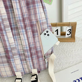 Plaid Backpack Female Student Large Capacity Bookbag Lady Anti Theft Rucksack