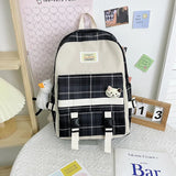 Plaid Backpack Female Student Large Capacity Bookbag Lady Anti Theft Rucksack