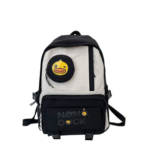 Women School Bags for Girls Panelled Backpack Student Nylon Bookbag