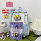 Women School Bags for Girls Panelled Backpack Student Nylon Bookbag
