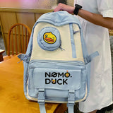 Women School Bags for Girls Panelled Backpack Student Nylon Bookbag