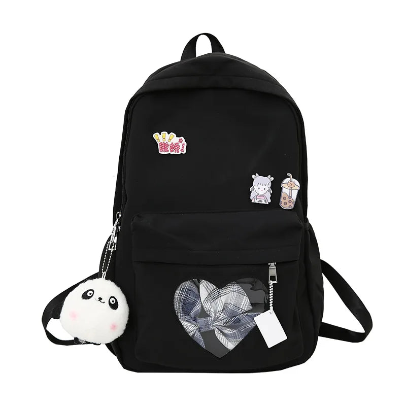 Women's Large Capacity School Bag Nylon Bookbag Preppy Style Bagpack