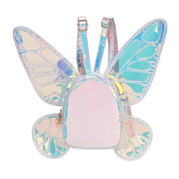 Women's Laser Small Backpack Butterfly Angel Wings Daypack