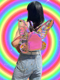 Women's Laser Small Backpack Butterfly Angel Wings Daypack