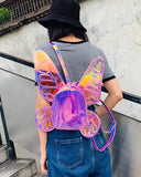 Women's Laser Small Backpack Butterfly Angel Wings Daypack