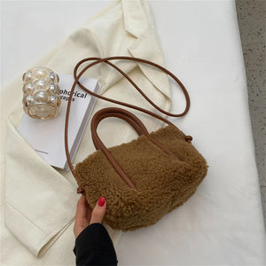 Women's Small Tote Bag Candy Faux Fur Shoulder Crossbody Bags