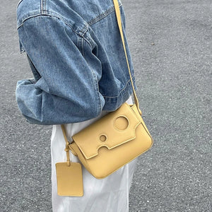 Yellow Cheese Women Square Shoulder Bag PU Leather Small Crossbody Messenger Bag