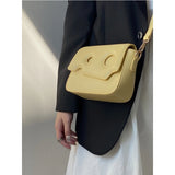 Yellow Cheese Women Square Shoulder Bag PU Leather Small Crossbody Messenger Bag
