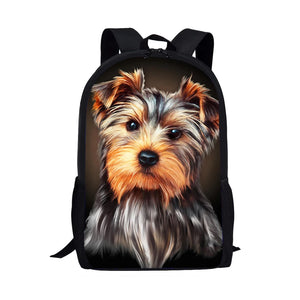 Yorkshire Terrier Dog Print School Bag for Boys Girls Elementary Kids