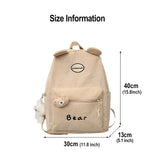Corduroy Women's Backpack College Schoolbag Teen Girls Travel Bag