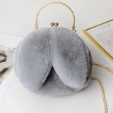 Women Plush Shoulder Bag Soft Faux Fur Chain Messenger Bags