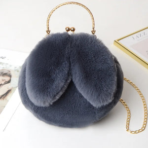 Women Plush Shoulder Bag Soft Faux Fur Chain Messenger Bags