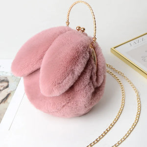 Women Plush Shoulder Bag Soft Faux Fur Chain Messenger Bags