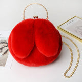 Women Plush Shoulder Bag Soft Faux Fur Chain Messenger Bags