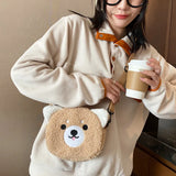 Cartoon Plush Shoulder Bag Autumn Winter Student Purse Female Messenger Bag
