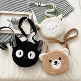 Cartoon Plush Shoulder Bag Autumn Winter Student Purse Female Messenger Bag