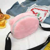 Fluffy Rabbit Fur Chain Bag Lady Cartoon Bear Shoulder Bag