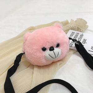 Fluffy Rabbit Fur Chain Bag Lady Cartoon Bear Shoulder Bag