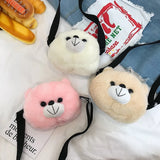 Fluffy Rabbit Fur Chain Bag Lady Cartoon Bear Shoulder Bag