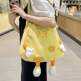 Canvas Cartoon Shoulder Bag Large Capacity Tote for Women