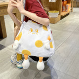 Canvas Cartoon Shoulder Bag Large Capacity Tote for Women