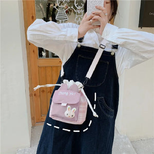 Women's Cartoon Bucket Bag Canvas Crossbody Bag