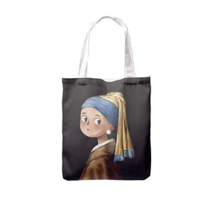 Oil Painting Shopping Bag Literary Retro Canvas Handbag