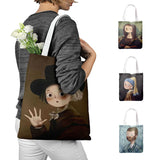 Oil Painting Shopping Bag Literary Retro Canvas Handbag