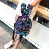 Mini Backpack Rabbit Ear Women Travel Shoulder Bags Colorful Bagpack Rucksack