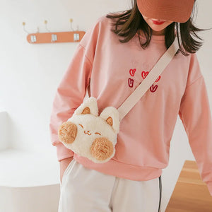 Rabbit Plush Bag Female Furry Messenger Bag Girl Heart Doll Toy Shoulder Bag